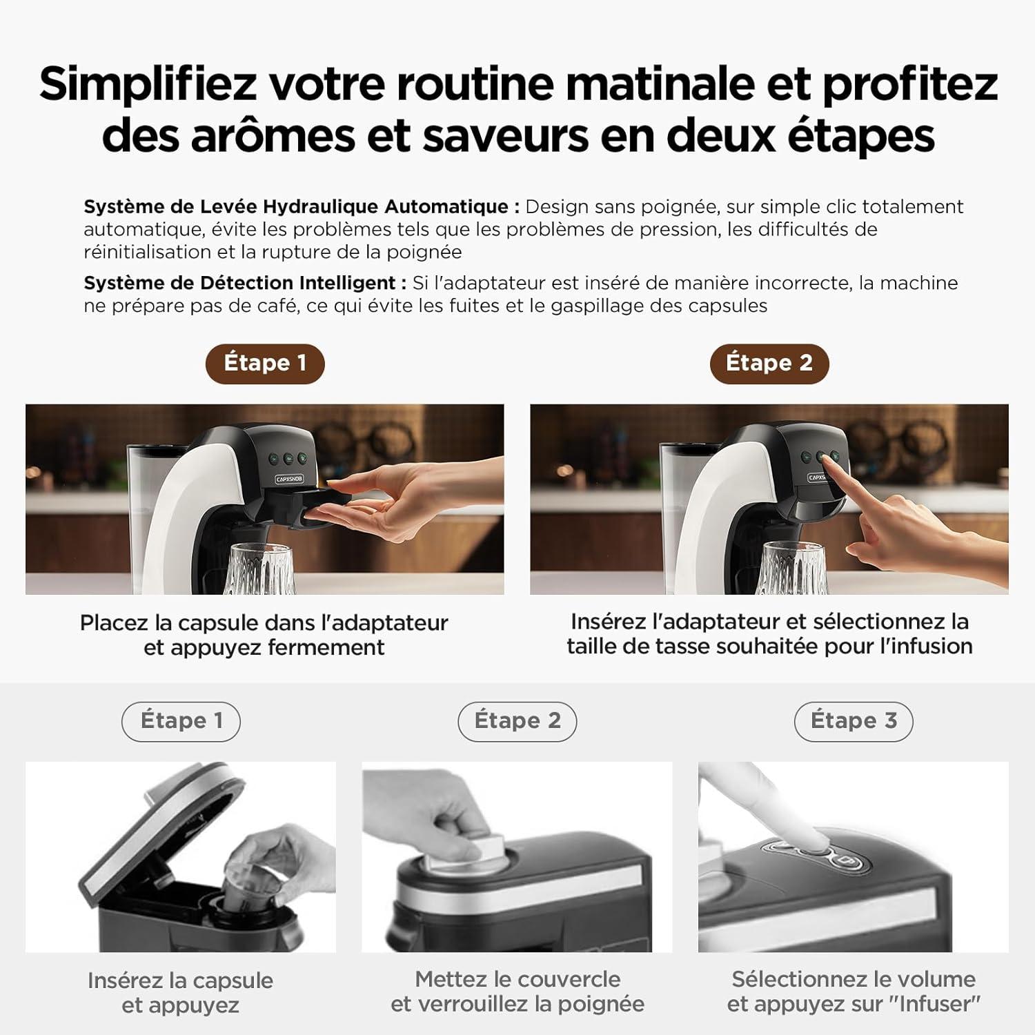 image:imageWarriors1 Cafetires Capsule 5en1 pour Dolce Gusto Nespresso Lavazza A Modo Mio FAP Espresso Point et Caf Moulu 20bar 08L Temprature et Quantit Rglable Machine Caf pour Maison et BureauNoir