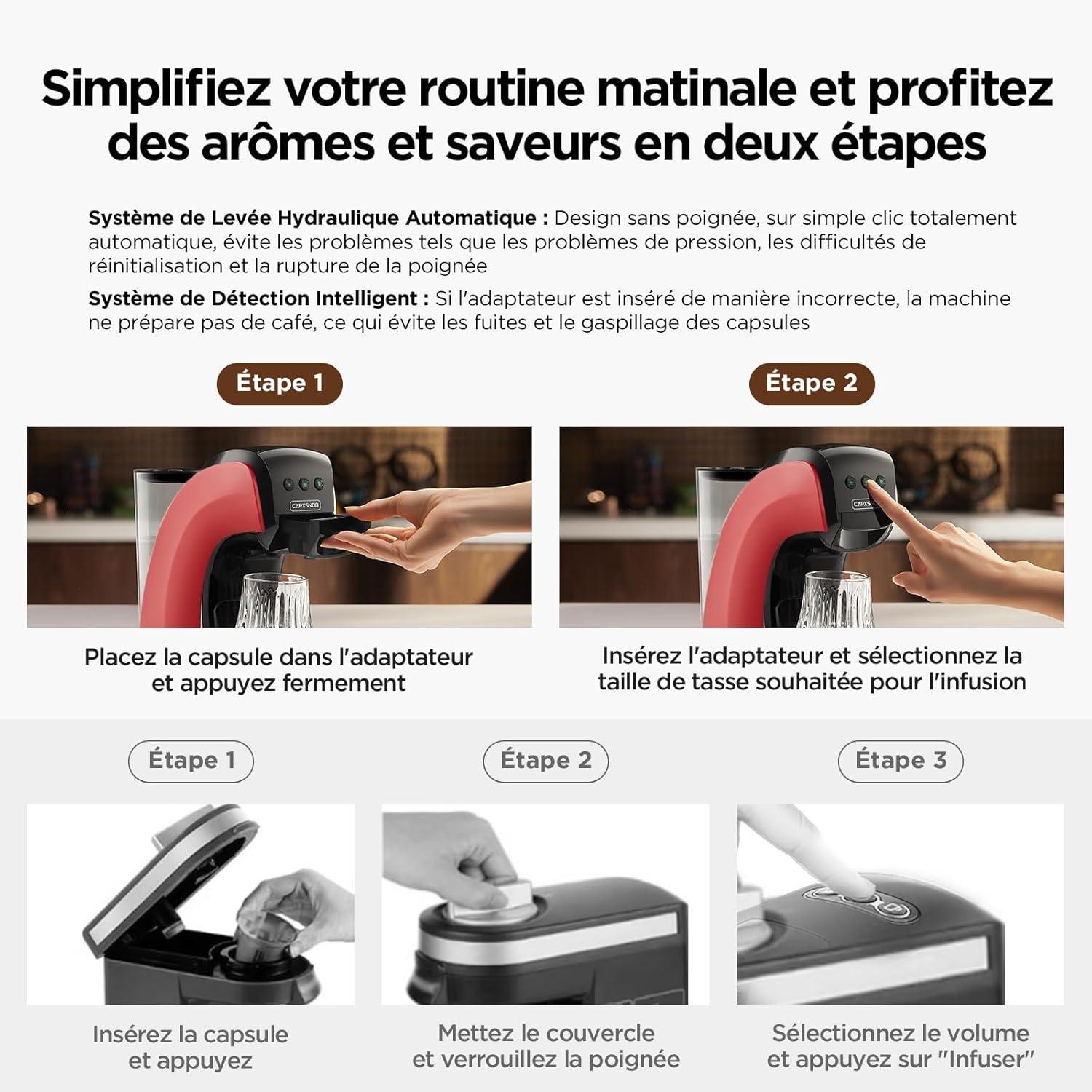 image:imageWarriors1 Cafetires Capsule 5en1 pour Dolce Gusto Nespresso Lavazza A Modo Mio FAP Espresso Point et Caf Moulu 20bar 08L Temprature et Quantit Rglable Machine Caf pour Maison et BureauRouge