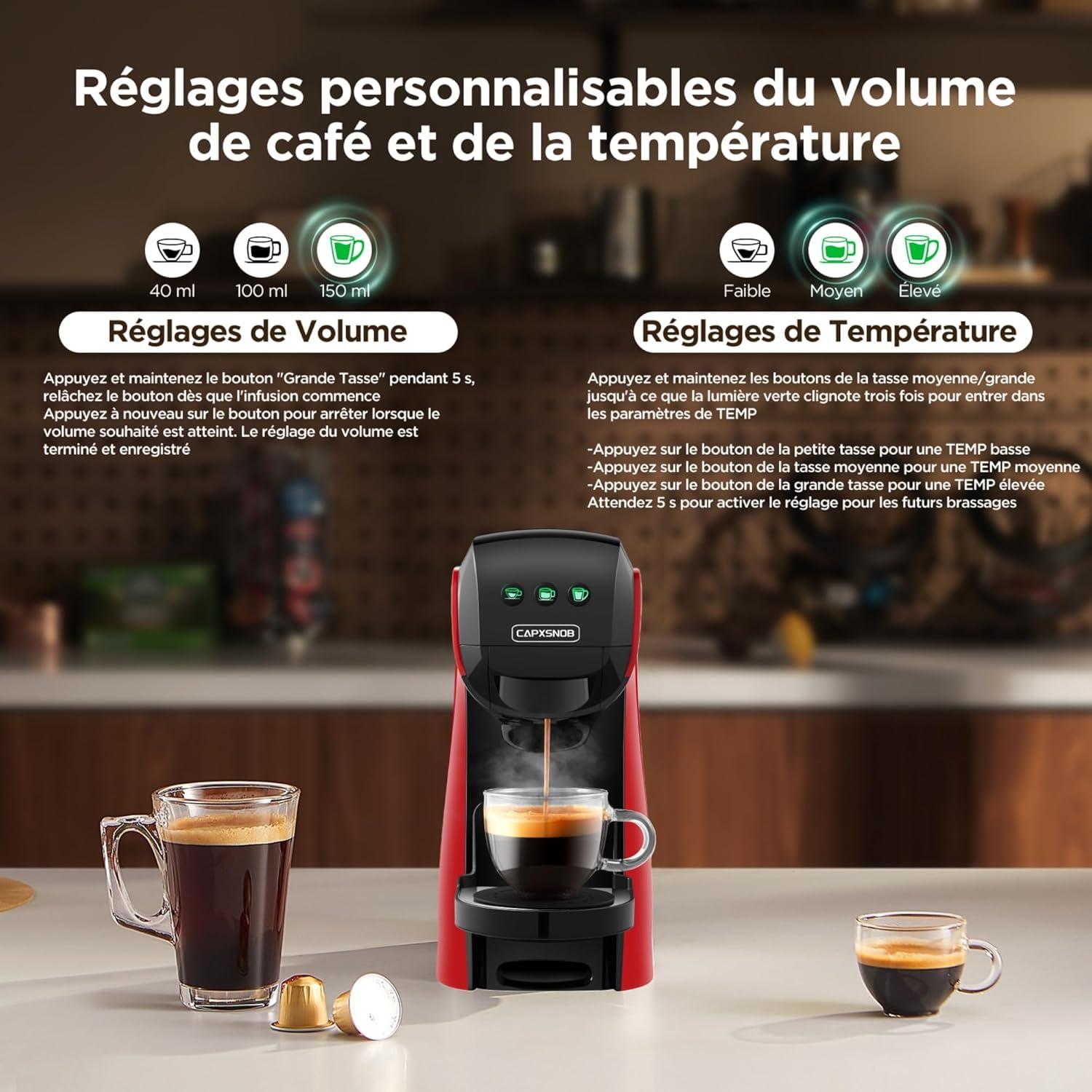 image:imageWarriors1 Cafetires Capsule 5en1 pour Dolce Gusto Nespresso Lavazza A Modo Mio FAP Espresso Point et Caf Moulu 20bar 08L Temprature et Quantit Rglable Machine Caf pour Maison et BureauRouge
