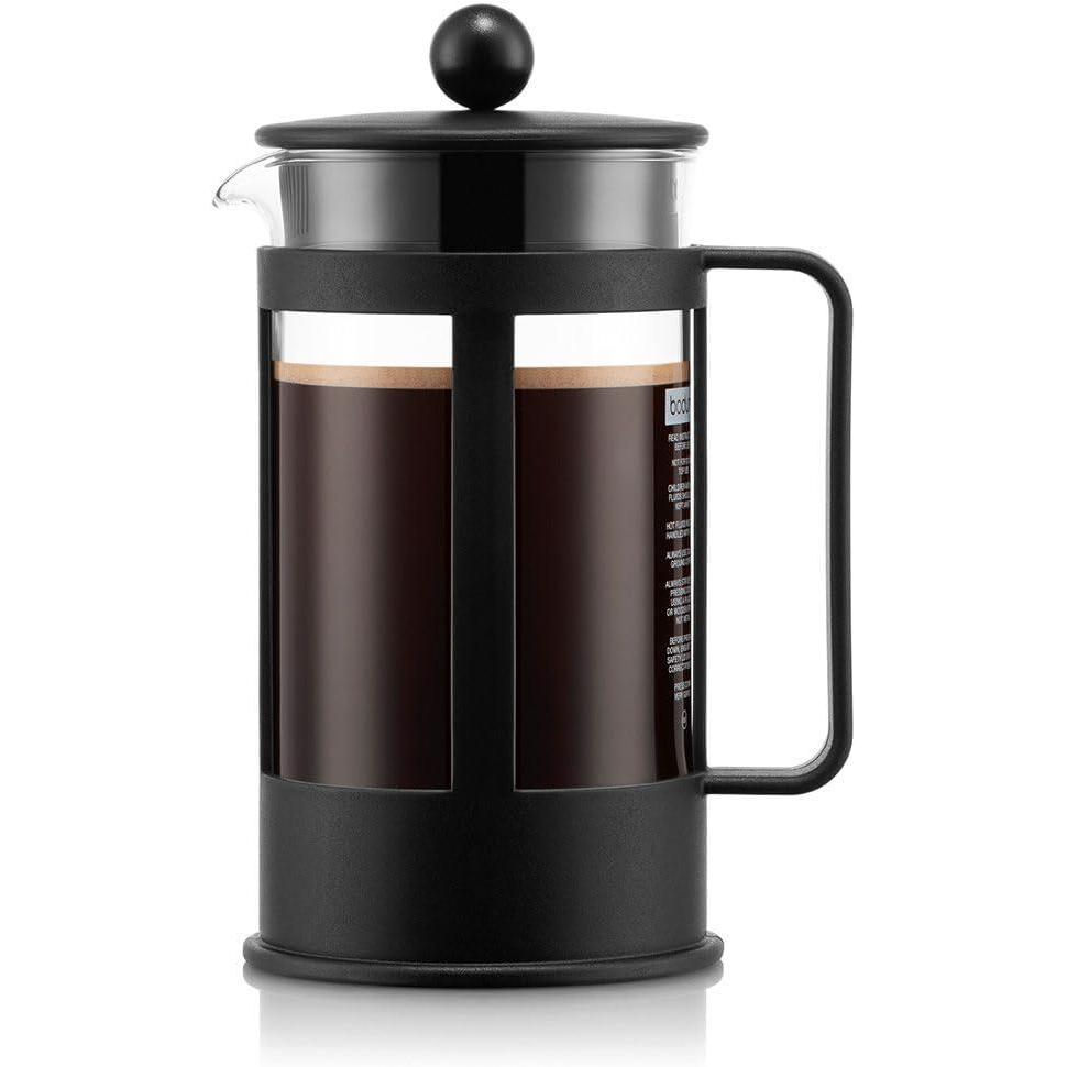 image:imageBodum Kenya Cafetire Piston 1L 8 Tasses Cafetire Manuelle en Verre Borosilicate et Inox Passe au LaveVaisselle Fabrique au Portugal8 Cup