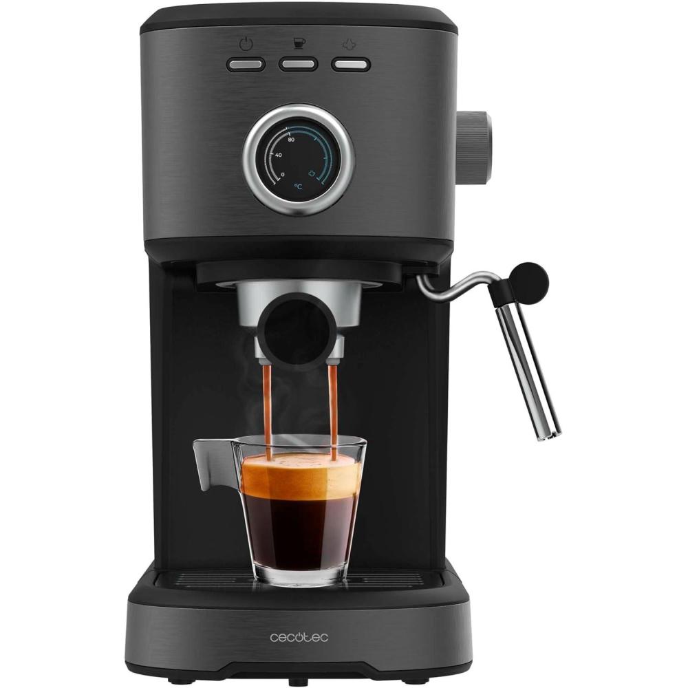image:imageCecotec Cafetire espresso compacte Power Espresso 20 Retro Green 1100 W 20 Bars Systme Thermoblock Buse orientable Portefiltre avec double sortie et 2 filtres 125 litreAcier