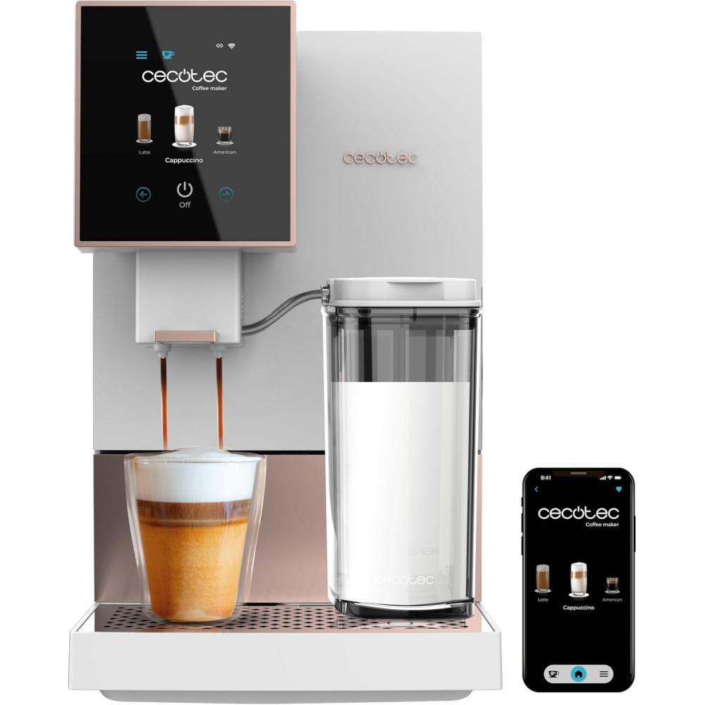 image:imageCecotec Machine a Cafe Grain Cremmaet Compactccino Black 19 barres Thermoblock Grains de caf frachement moulus avec PlugampPlay Rservoir de caf de 150gr avec moulin 11 L deau 400ml de laitRose Blanche Wifi