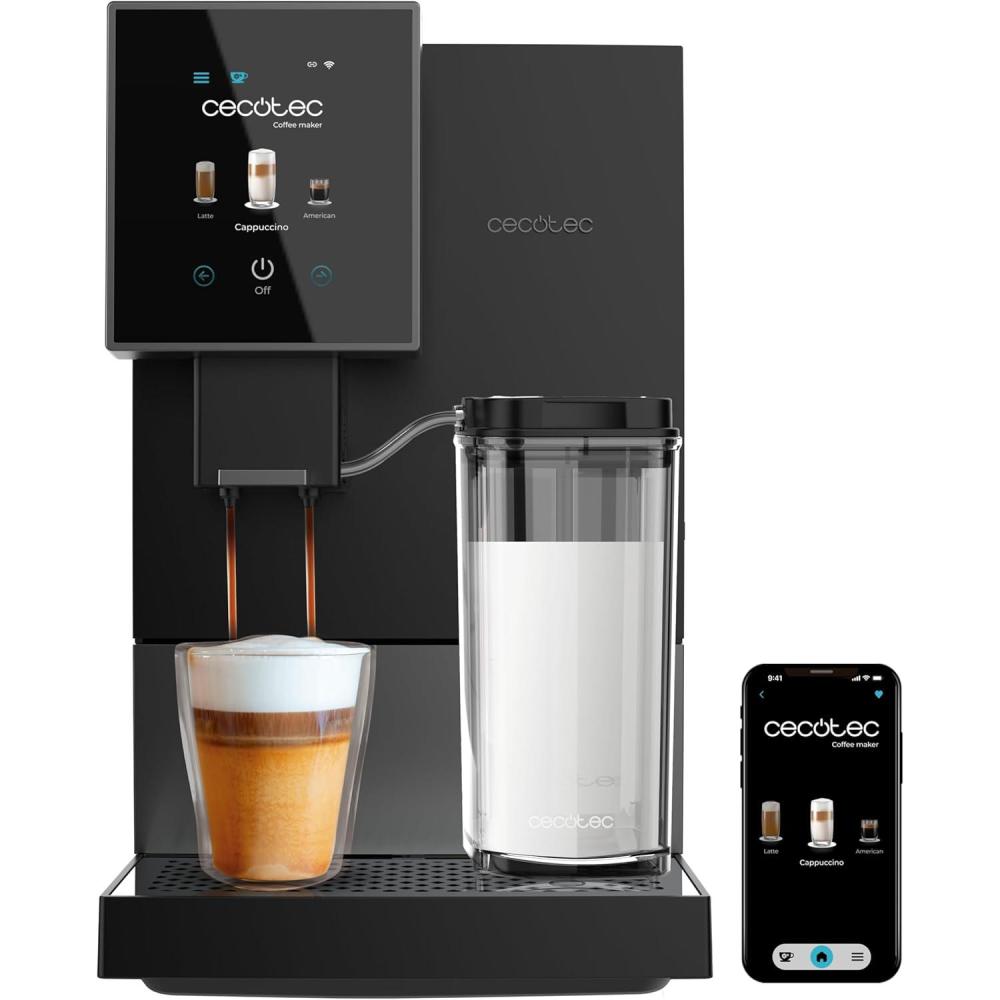 image:imageCecotec Machine a Cafe Grain Cremmaet Compactccino Black 19 barres Thermoblock Grains de caf frachement moulus avec PlugampPlay Rservoir de caf de 150gr avec moulin 11 L deau 400ml de laitNoir Argent Wifi