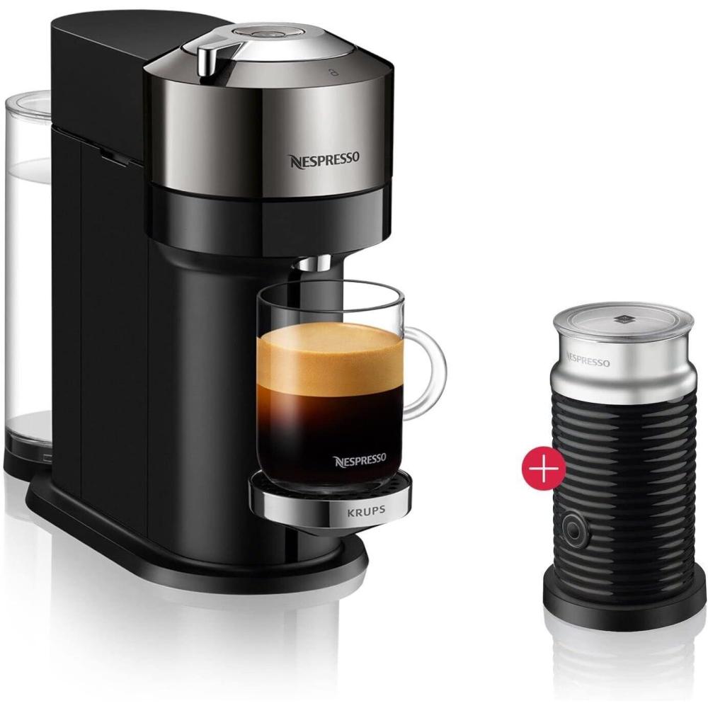 image:imageDeLonghi Nespresso Vertuo Next ENV120GY Machine Caf en Capsules Machine Caf Portion Unique 5 Tailles de Tasse Technologie Centrifusion Ensemble de Bienvenue Inclus Gris FoncChrom