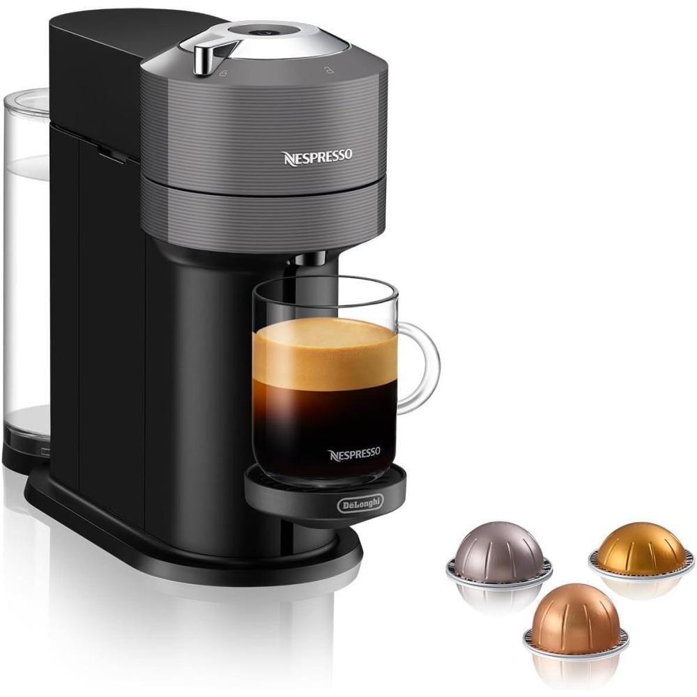 image:imageDeLonghi Nespresso Vertuo Next ENV120GY Machine Caf en Capsules Machine Caf Portion Unique 5 Tailles de Tasse Technologie Centrifusion Ensemble de Bienvenue Inclus Gris FoncGrisfonc