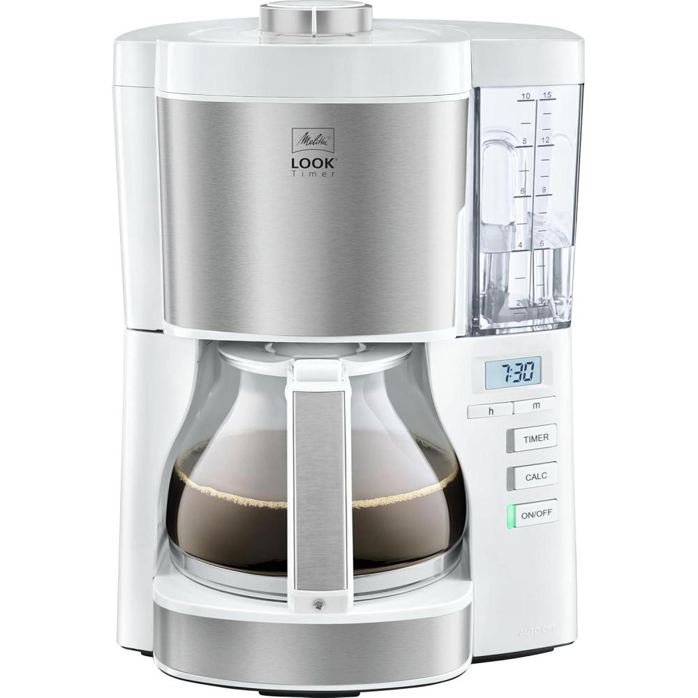 image:imageMelitta Cafetire Filtre LOOK V Timer 125L NoirAcier Cafetire Programmable Fonction AromaSelector Fonction Minuteur Portefiltres 1x4 10 Tasses1025081080WBlancAcier Bross