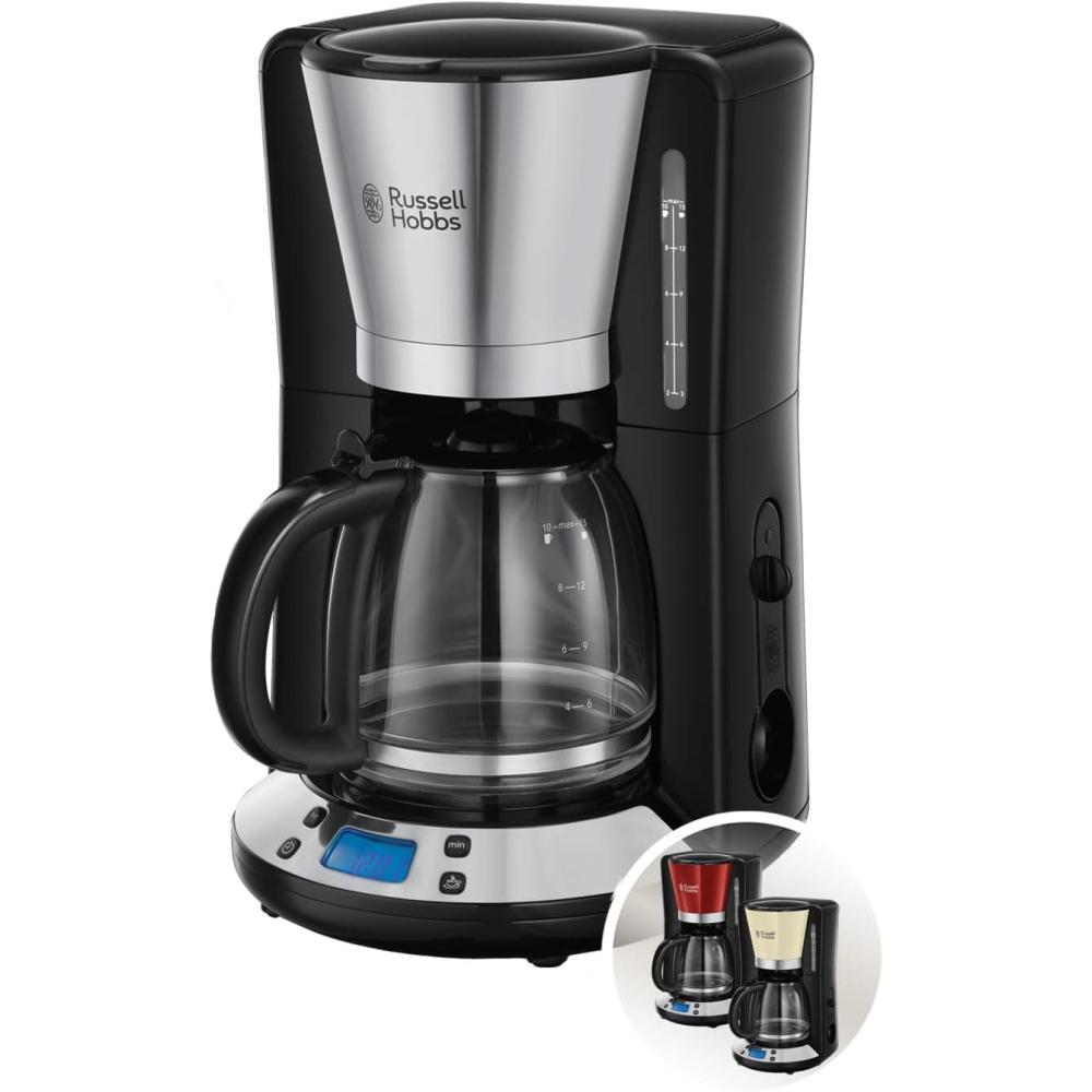 image:imageRussell Hobbs Cafetire filtre Programmable Technologie WhirlTech pour extraction amp arme optimaux Rouge 10 tasses verseuse en verre 125L Maintien au chaud 1100W Machine caf 2403156Acier Inox