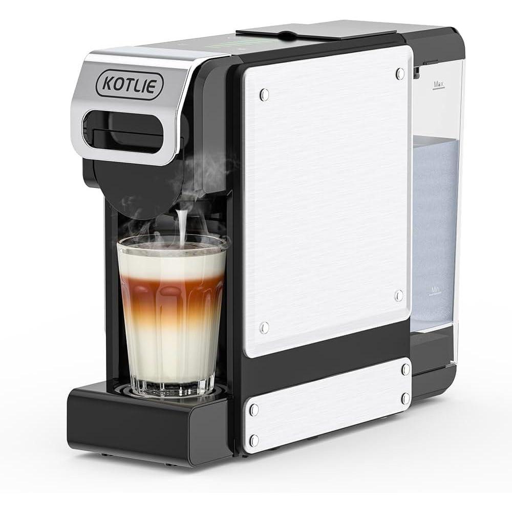 image:imageST550 Machine caf capsules multifonction pour Nespresso Originalpour Dolce Gustopour A MODO MIOpour caf moulu sept rglages de volume deau fonction de prinfusion capacit de 1 litreArgent Noir 4 In 1
