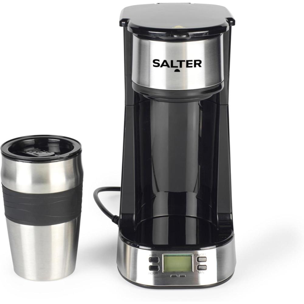 image:imageSalter Cafetire Digitale Machine Caf Filtre Une Tasse Minuteur 24 Heure Programmable Filtre Lavable et Rutilisable Comprend un Mug de Voyage en Acier Inoxydable 420ml Infusion en 34 MinutesPrise UE