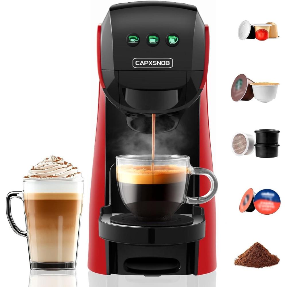 image:imageWarriors1 Cafetires Capsule 5en1 pour Dolce Gusto Nespresso Lavazza A Modo Mio FAP Espresso Point et Caf Moulu 20bar 08L Temprature et Quantit Rglable Machine Caf pour Maison et BureauRouge