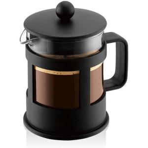 Bodum Kenya Cafetière à Piston – 1L / 8 Tasses – Cafetière Manuelle en Verre Borosilicate et Inox – Passe au Lave-Vaisselle – Fabriquée au Portugal(4 Cup)
