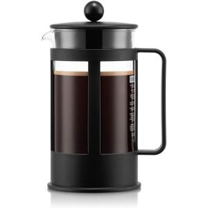 Bodum Kenya Cafetière à Piston – 1L / 8 Tasses – Cafetière Manuelle en Verre Borosilicate et Inox – Passe au Lave-Vaisselle – Fabriquée au Portugal(8 Cup)